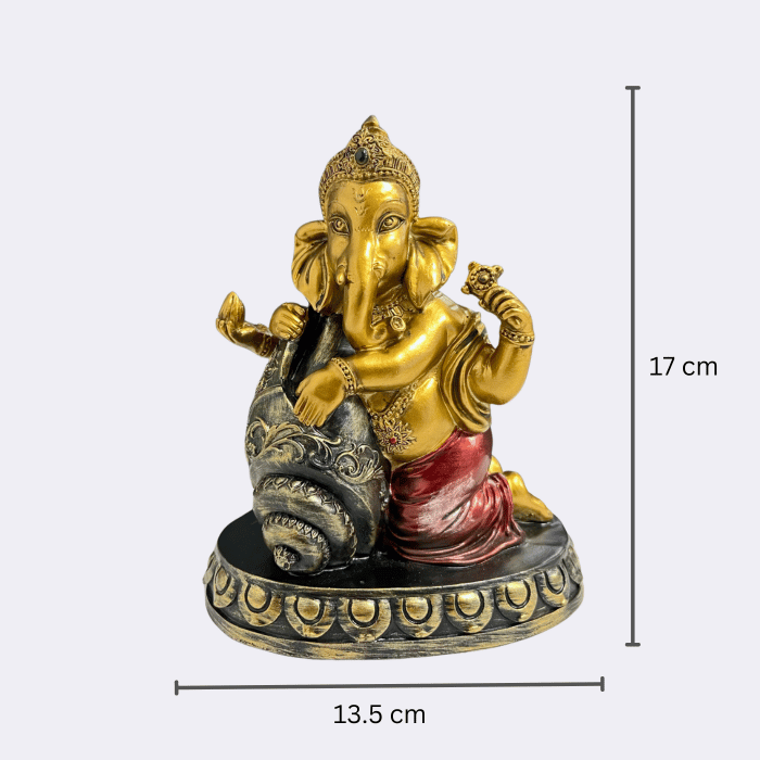 Ganesh Bronze Effect Resin statue 6.6inches | Faith & Hope Bronze Effect Resin Figurine 17cm | Ganesha with dimensions