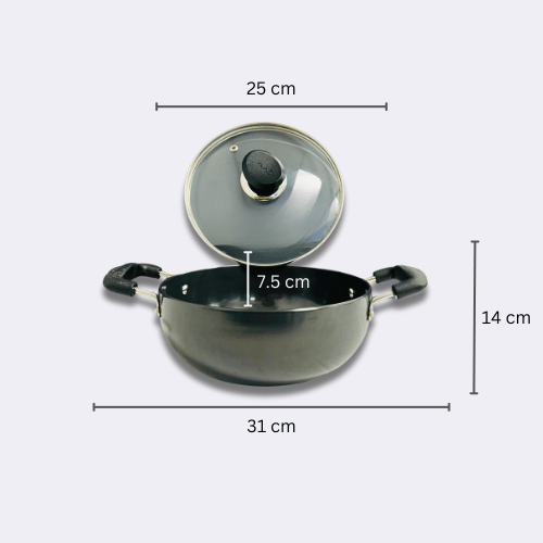 Vinod Black Pearl Kadai with Glass Lid 20 cm