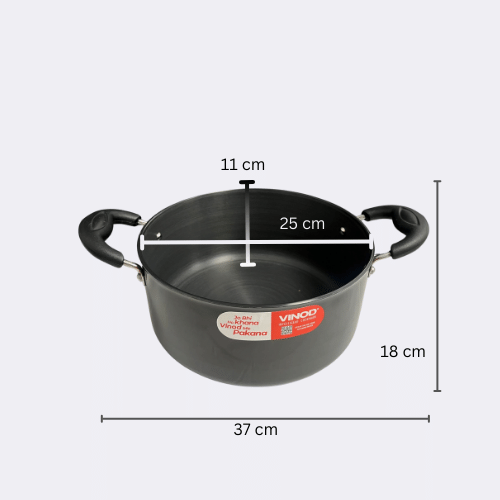 Vinod Black Pearl Sauce Pot With Glass Lid 24cm (5 L)